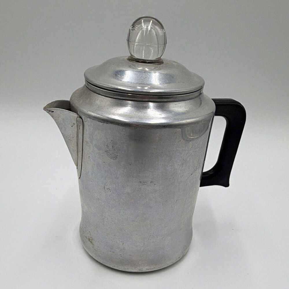 Comet 8-Cup Aluminum Stovetop Coffee Percolator Silver/Black Heat Handle